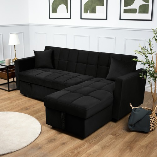 Velvet corner sofa bed with - corner,