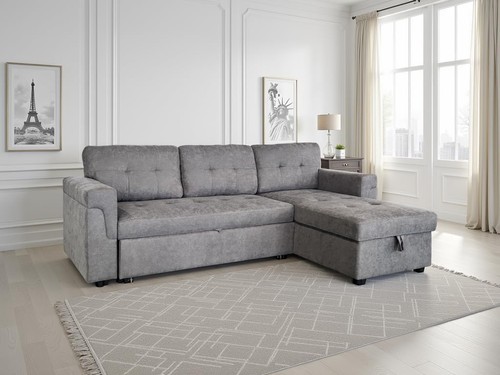 Corner sofa bed shape grey - l,