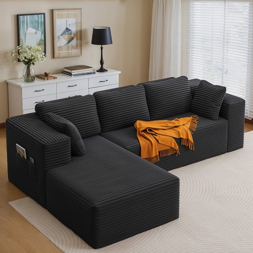 Velvet corner sofa seater - 3, l