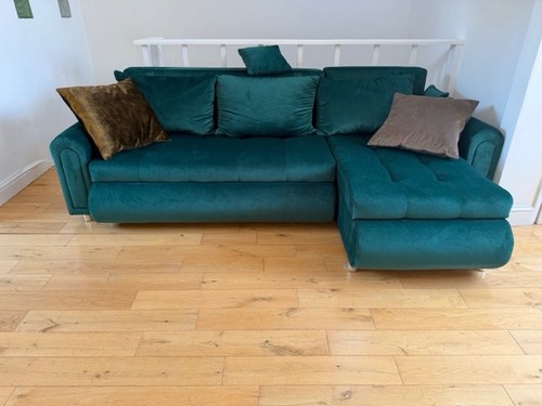 Green velvet sofa seater l - green, 3